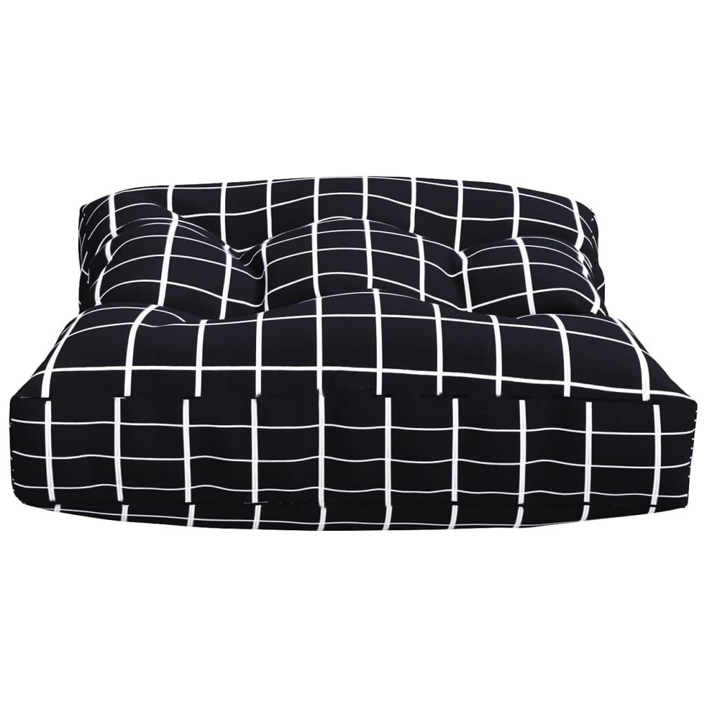 Kissen für Palettensofa 2 Stk. Schwarz Karomuster Stoff