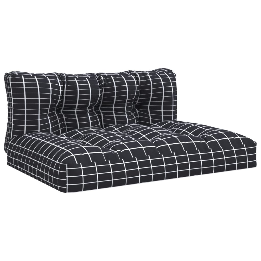 Kissen für Palettensofa 2 Stk. Schwarz Karomuster Stoff