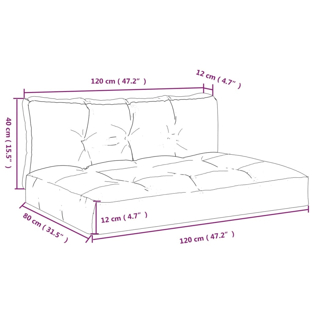 Kissen für Palettensofa 2 Stk. Schwarz Karomuster Stoff
