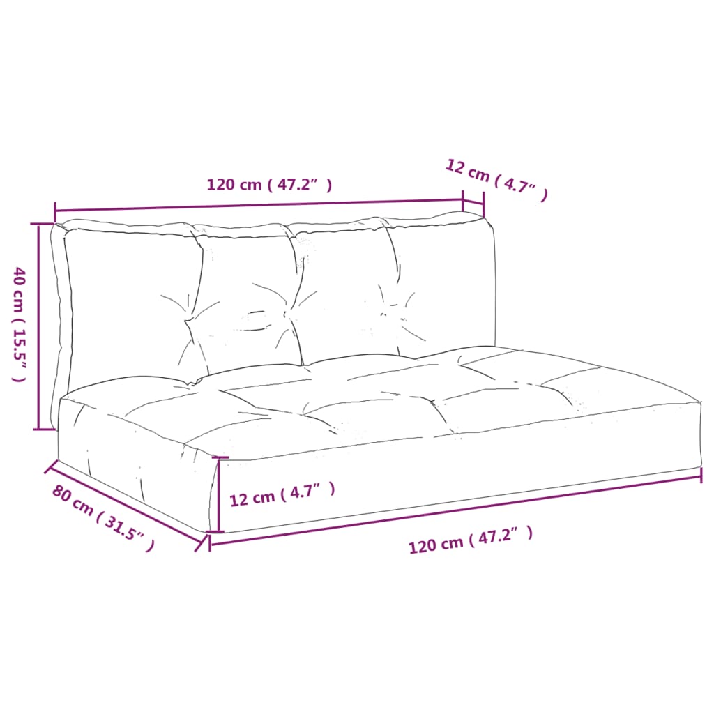 Kissen für Palettensofa 2 Stk. Blatt-Motiv Stoff