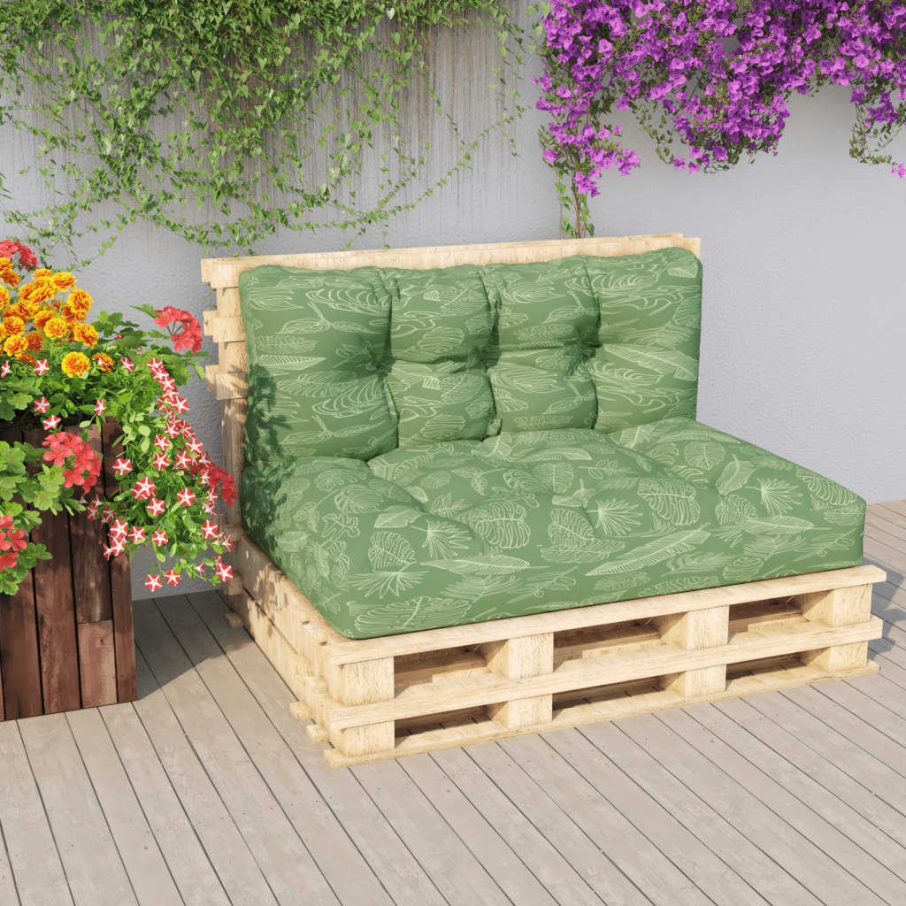 Kissen für Palettensofa 2 Stk. Blatt-Motiv Stoff