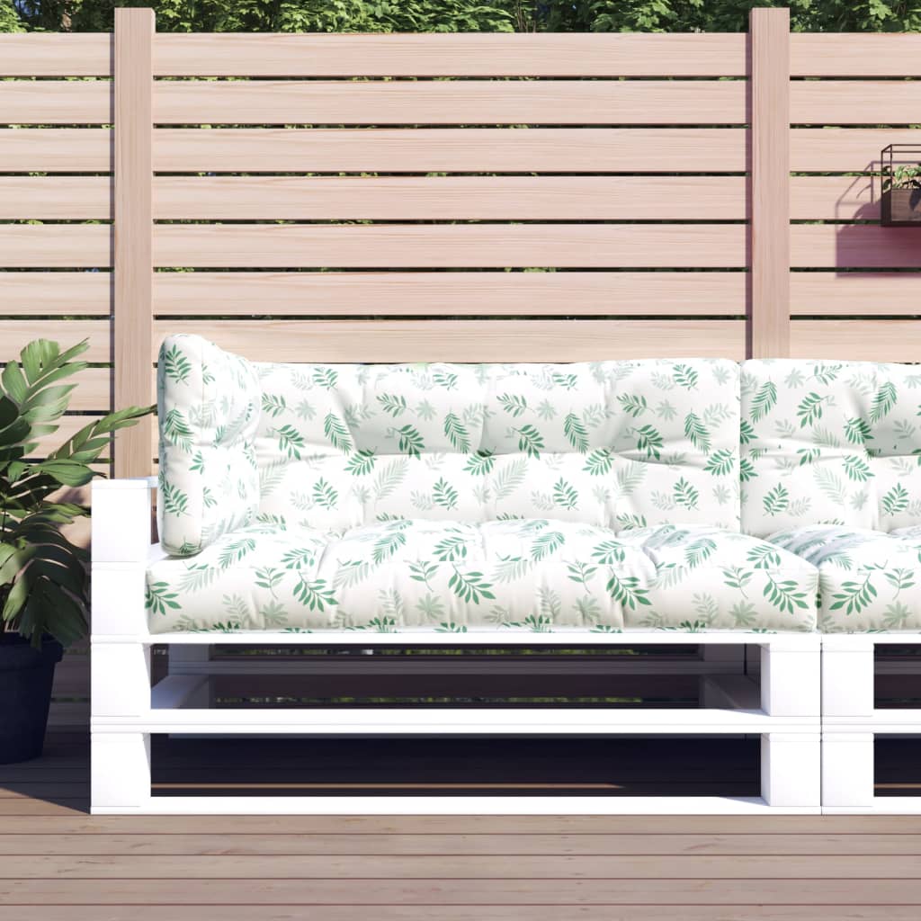 Palettenkissen 3-tlg. Blattmuster Stoff