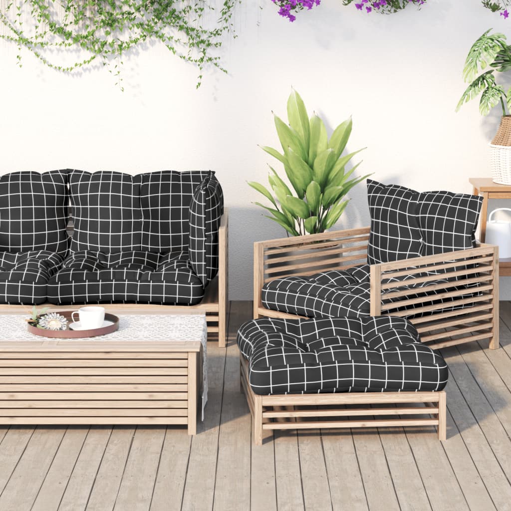 Palettenkissen Schwarz Karomuster 60x61,5x10 cm Oxford-Gewebe