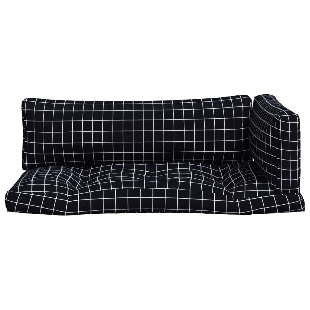 Palettenkissen 3 Stk. Schwarz Karomuster Oxford-Gewebe