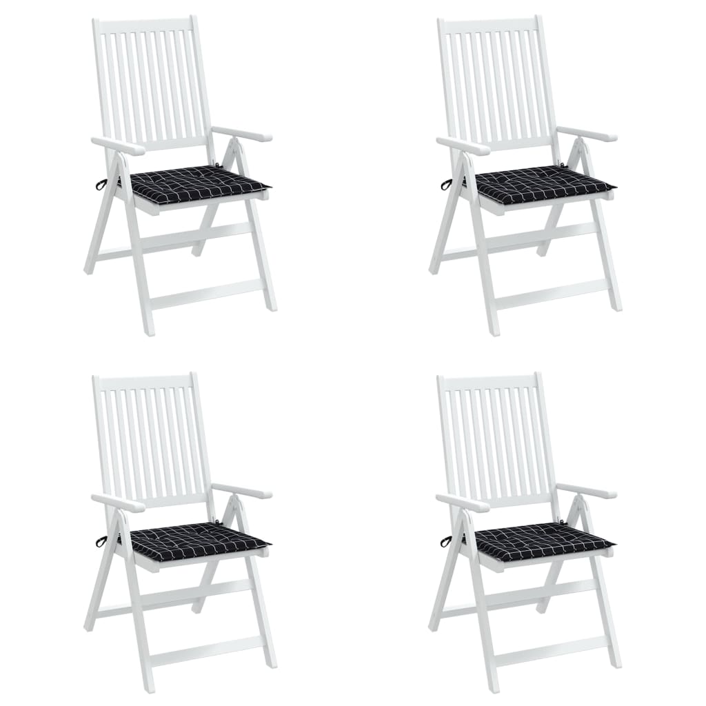 Gartenstuhl-Kissen 4 Stk. Schwarz Karomuster 40x40x3 cm Stoff