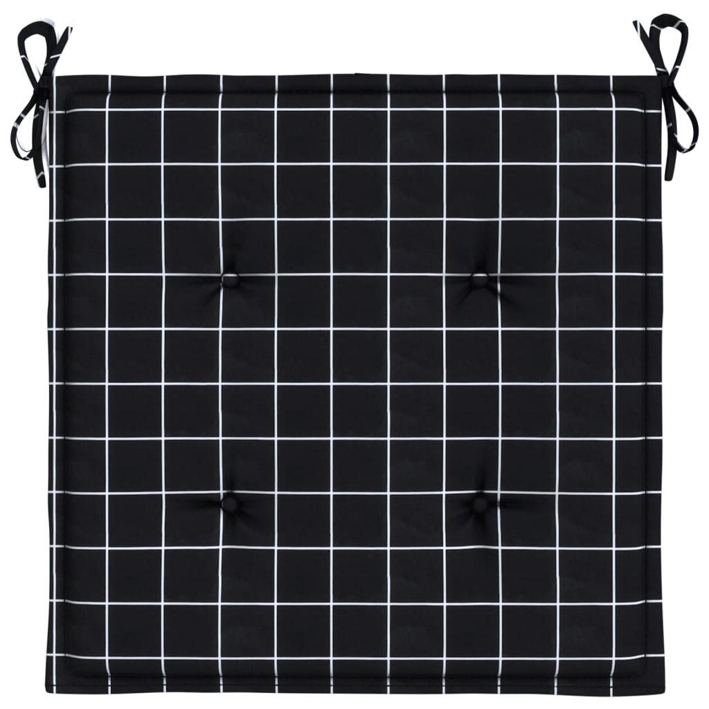Gartenstuhl-Kissen 4 Stk. Schwarz Karomuster 40x40x3 cm Stoff