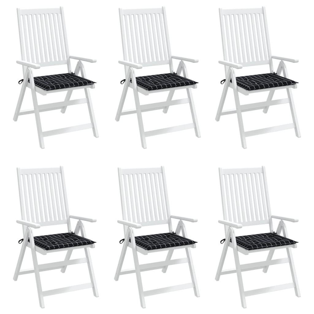 Gartenstuhl-Kissen 6 Stk. Schwarz Karomuster 40x40x3 cm Stoff