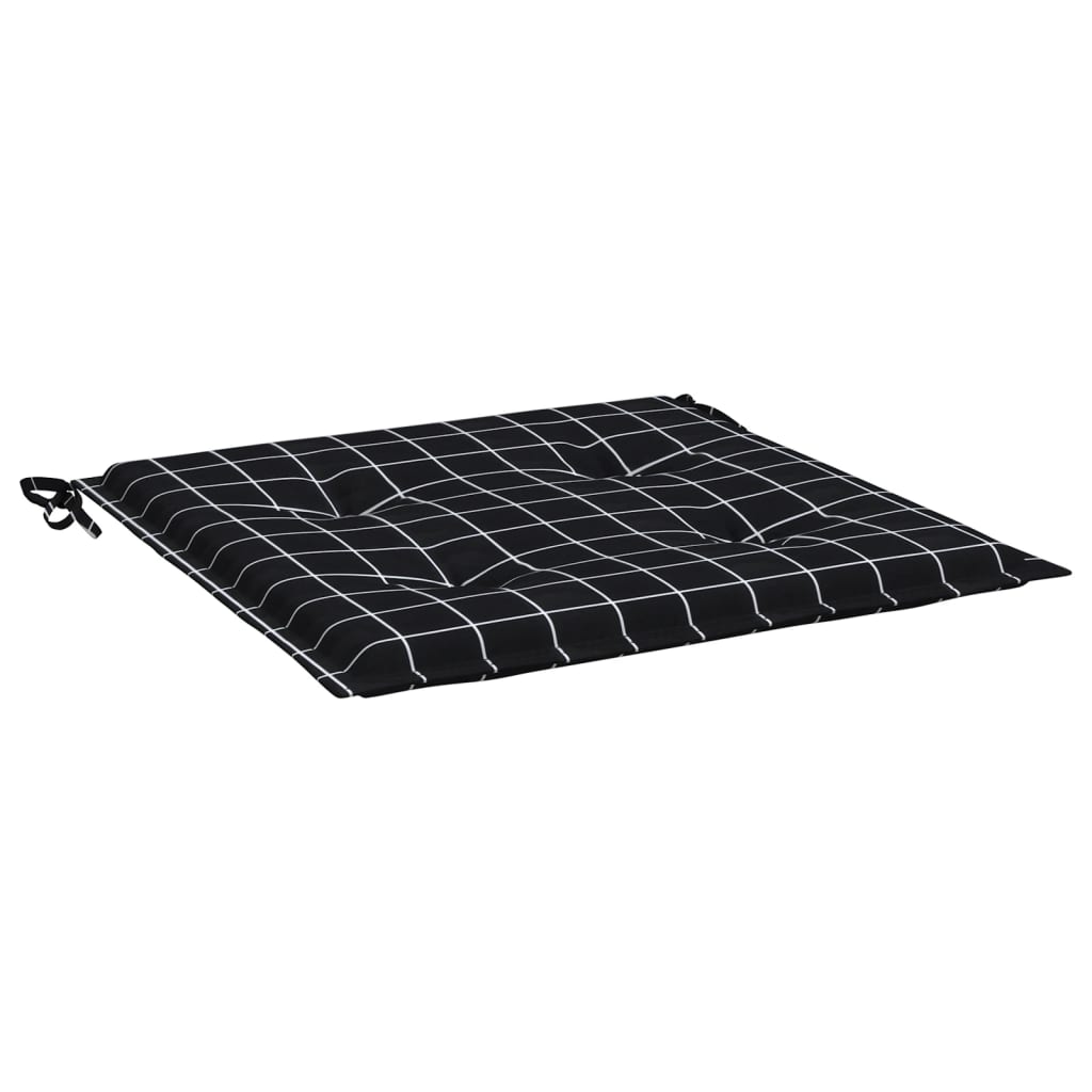 Gartenstuhl-Kissen 6 Stk. Schwarz Karomuster 40x40x3 cm Stoff