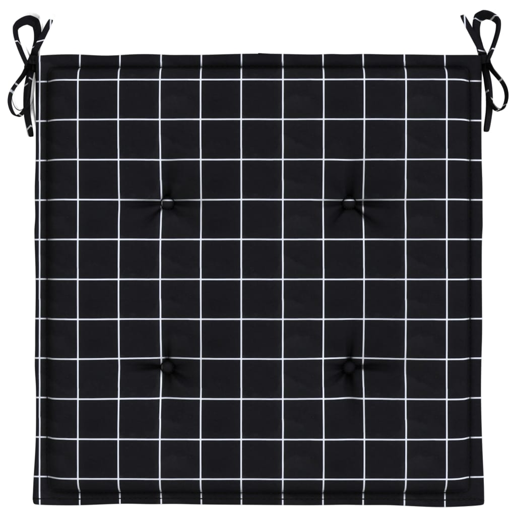 Gartenstuhl-Kissen 6 Stk. Schwarz Karomuster 40x40x3 cm Stoff