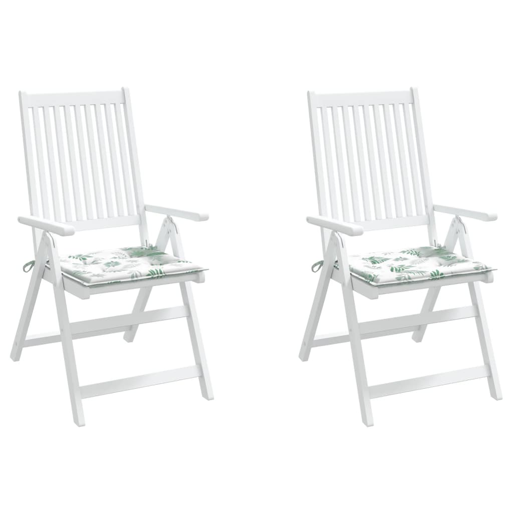 Gartenstuhl-Kissen 2 Stk. Blattmuster 40x40x3 cm Stoff