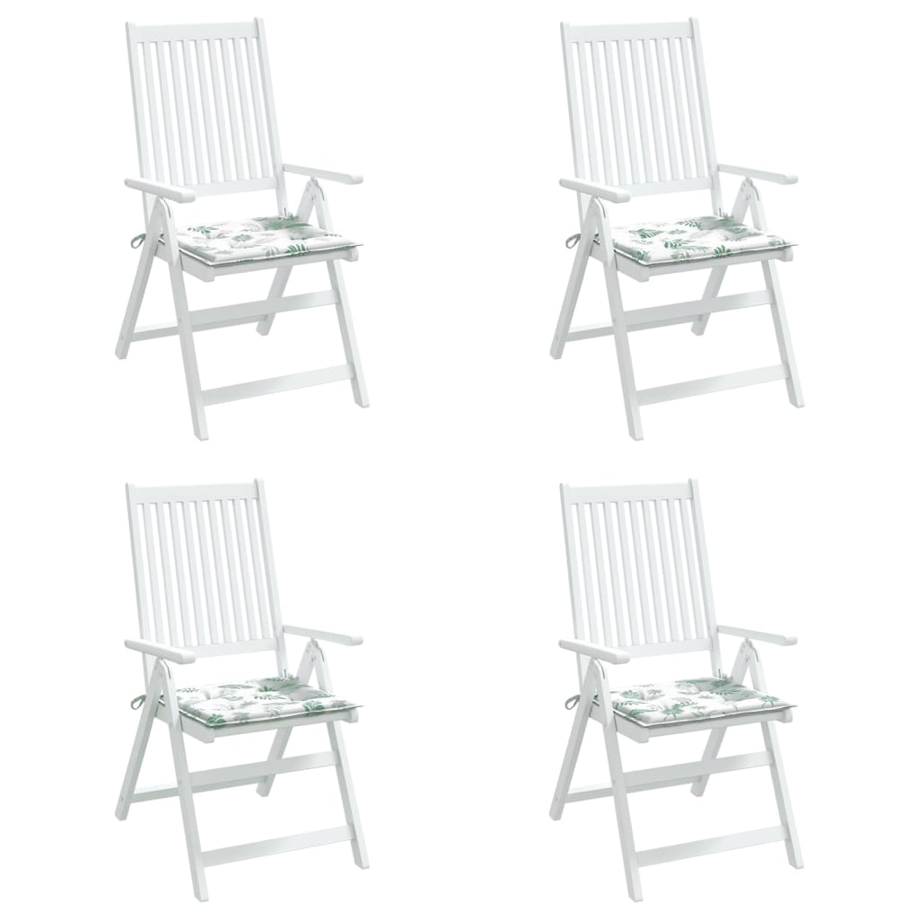 Gartenstuhl-Kissen 4 Stk. Blattmuster 40x40x3 cm Stoff