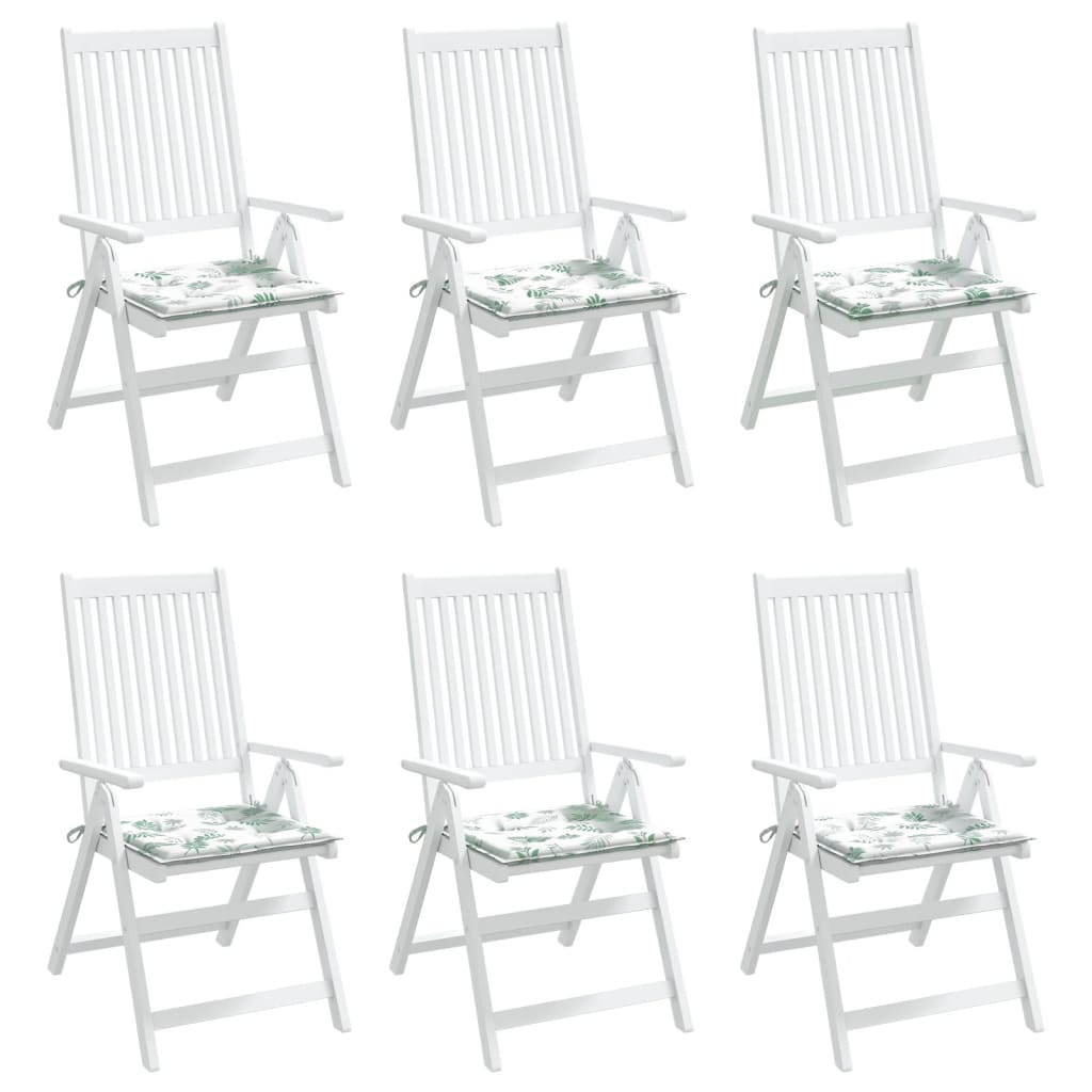 Gartenstuhl-Kissen 6 Stk. Blattmuster 40x40x3 cm Stoff