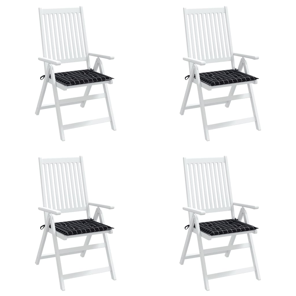 Gartenstuhl-Kissen 4 Stk. Schwarz Karomuster 50x50x3 cm Stoff