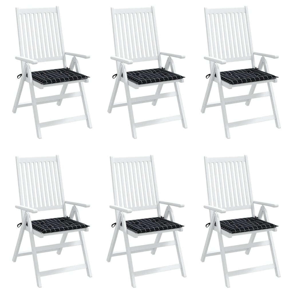 Gartenstuhl-Kissen 6 Stk. Schwarz Karomuster 50x50x3 cm Stoff
