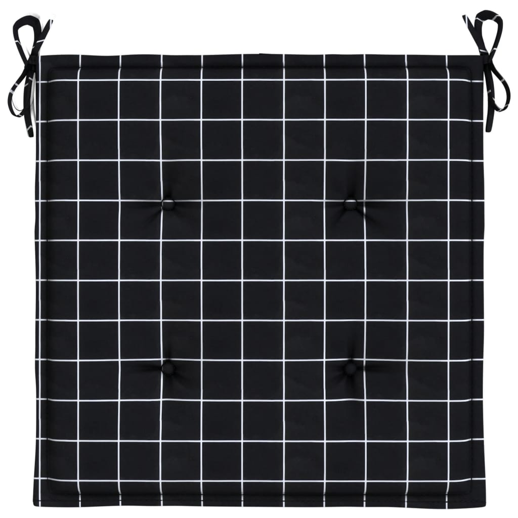 Gartenstuhl-Kissen 6 Stk. Schwarz Karomuster 50x50x3 cm Stoff