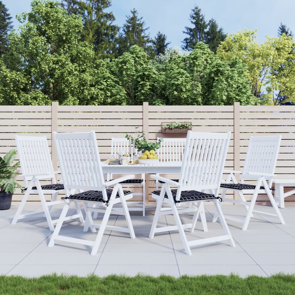 Gartenstuhl-Kissen 6 Stk. Schwarz Karomuster 50x50x3 cm Stoff