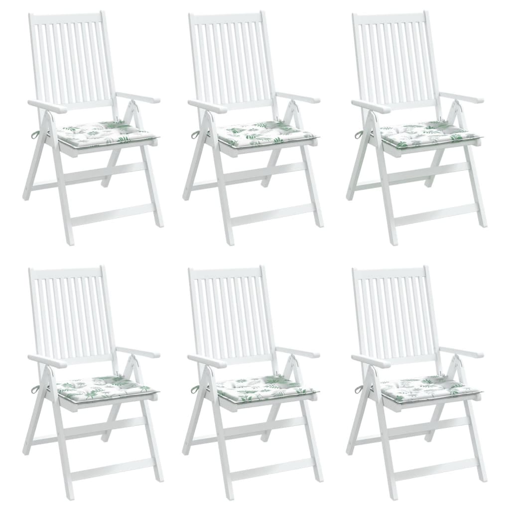 Gartenstuhl-Kissen 6 Stk. Blattmuster 50x50x3 cm Stoff