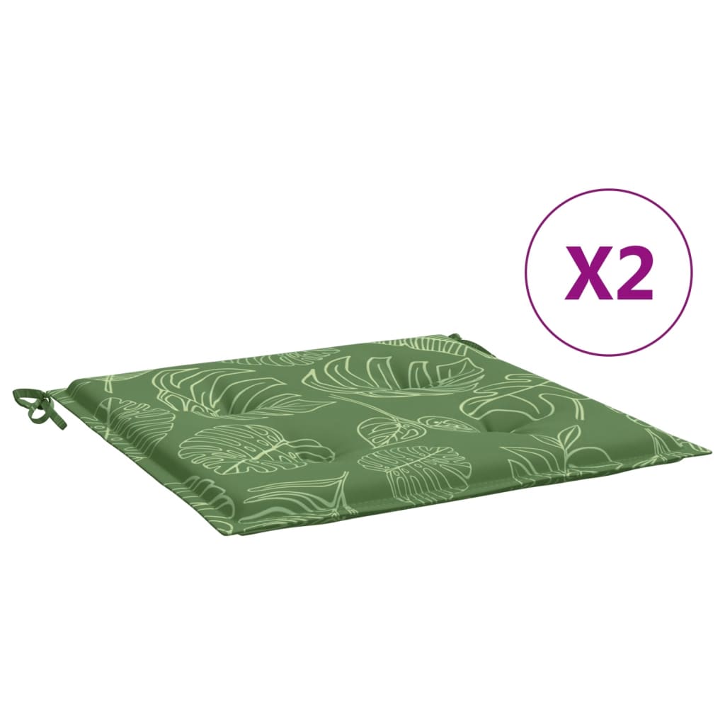 Gartenstuhl-Kissen 2 Stk. Blattmuster 50x50x3 cm Stoff