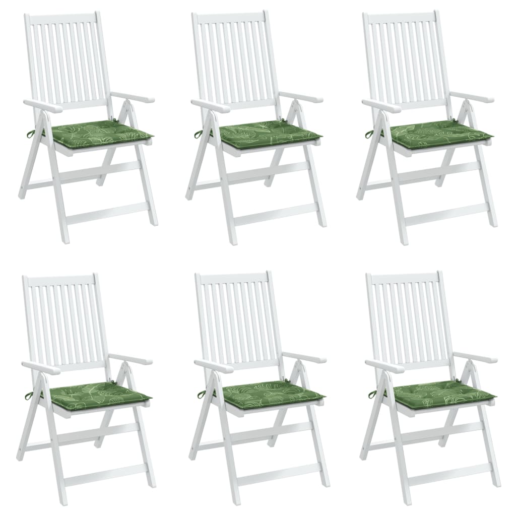Gartenstuhl-Kissen 6 Stk. Blattmuster 50x50x3 cm Stoff