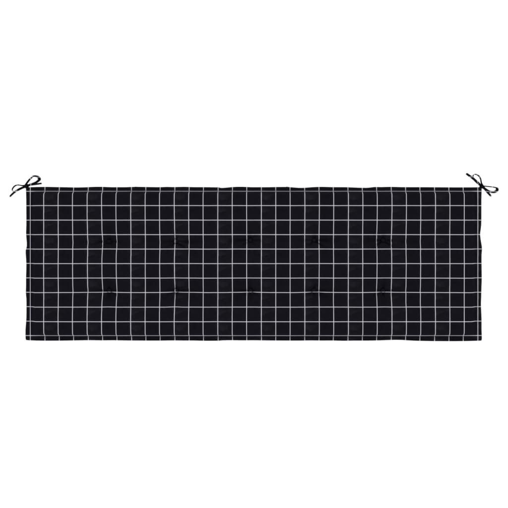 Gartenbank-Auflage Schwarz Karomuster 150x50x3 cm Oxford-Gewebe