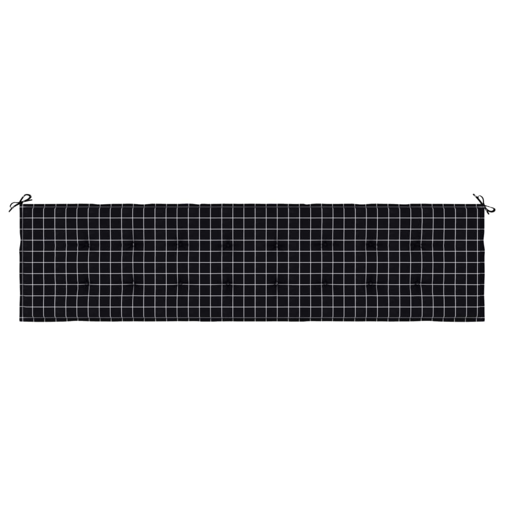 Gartenbank-Auflage Schwarz Karomuster 200x50x3 cm Stoff
