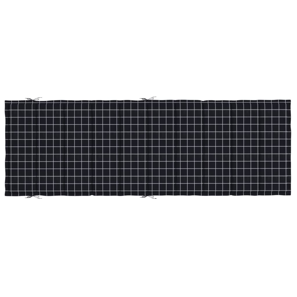 Sonnenliegen-Auflage Schwarz Karomuster Oxford-Gewebe