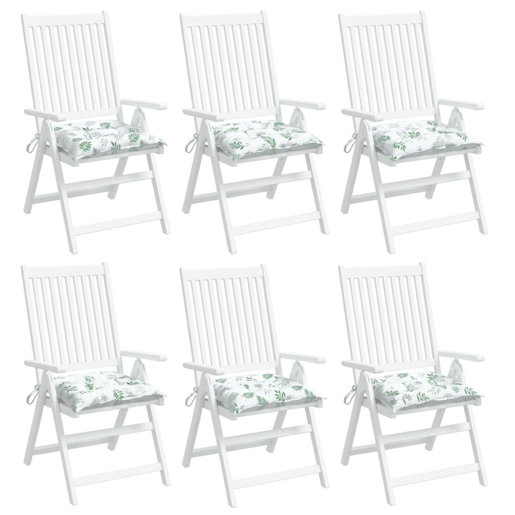 Stuhlkissen 6 Stk. Blattmuster 40x40x7 cm Stoff
