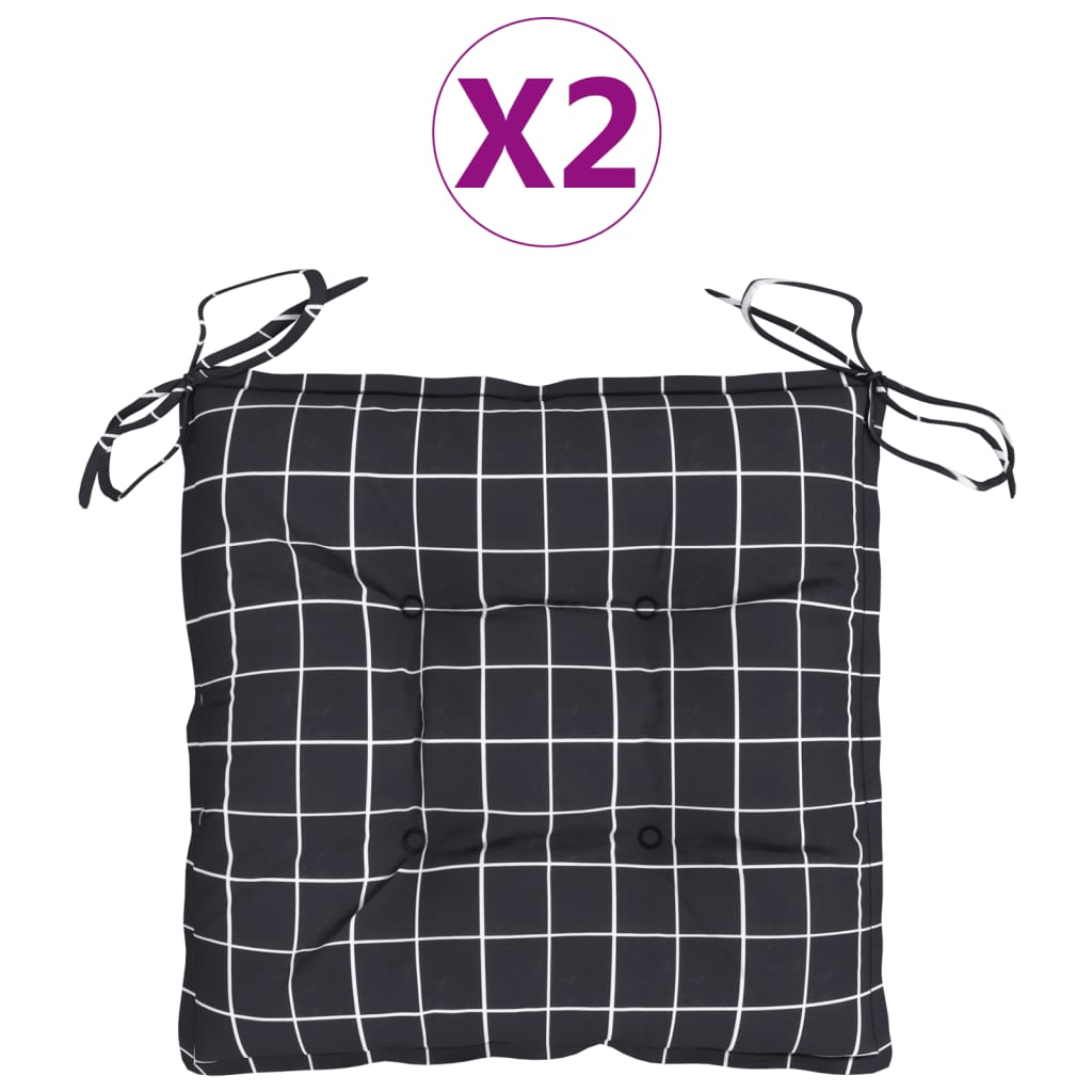 Stuhlkissen 2 Stk. Schwarz Karomuster 50x50x7 cm Stoff