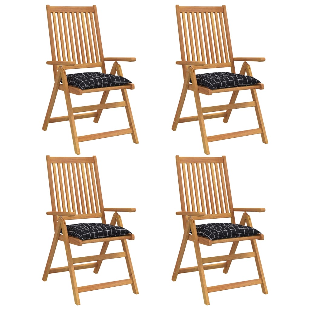 Stuhlkissen 4 Stk. Schwarz Karomuster 50x50x7 cm Stoff