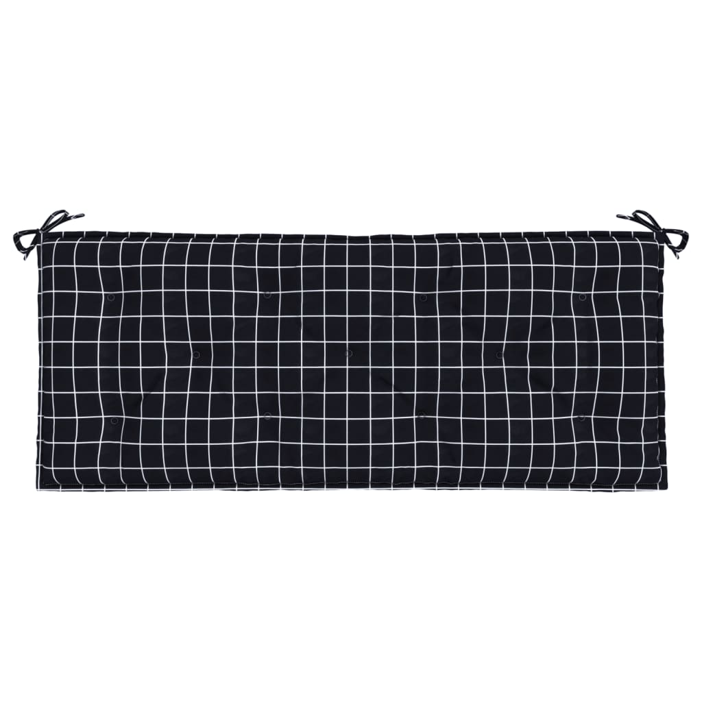 Gartenbank-Auflage Schwarz Karomuster 120x50x7 cm Stoff