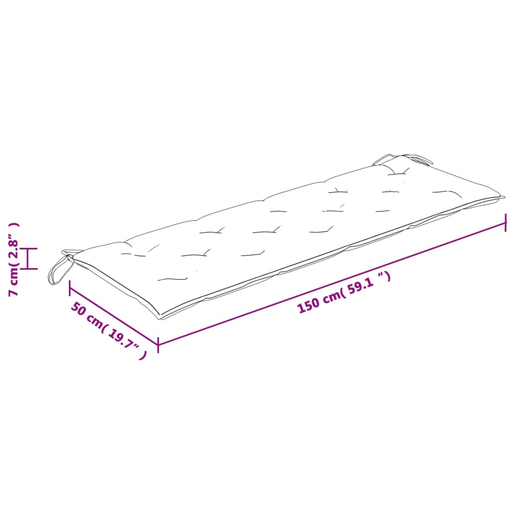 Bankauflage Mehrfarbig 150x50x7 cm Stoff
