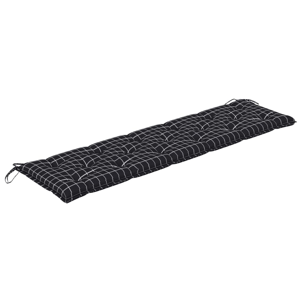 Bankauflage Schwarz Karomuster 180x50x7 cm Stoff