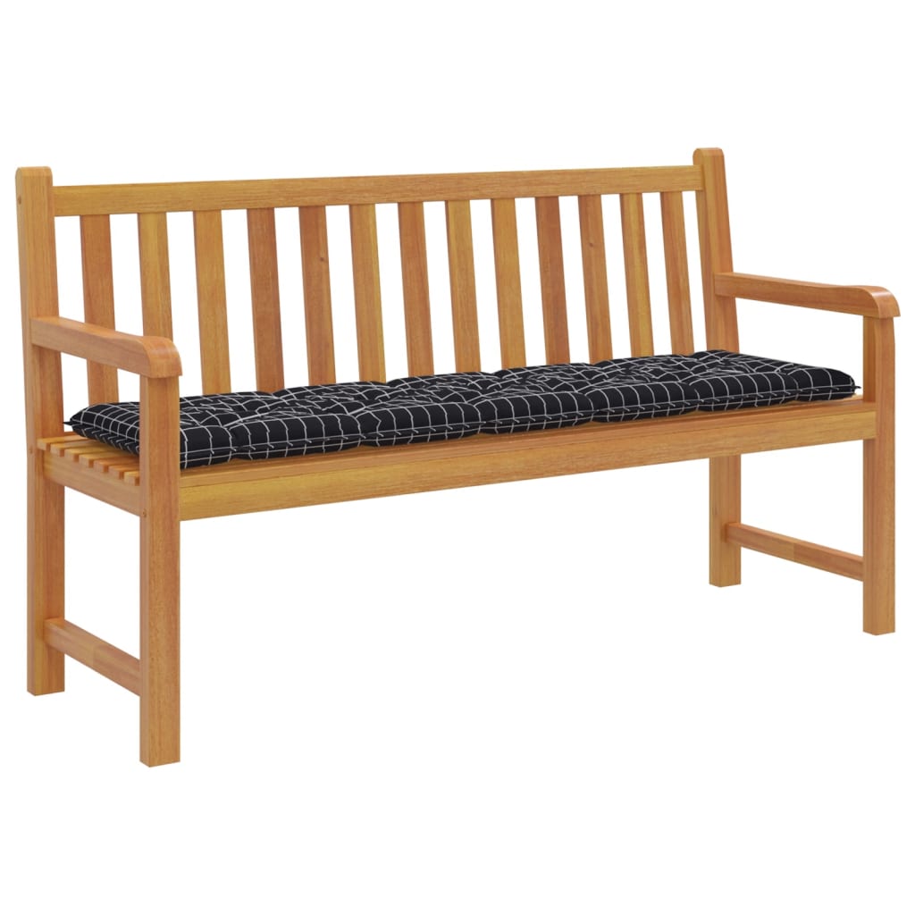 Bankauflage Schwarz Karomuster 180x50x7 cm Stoff