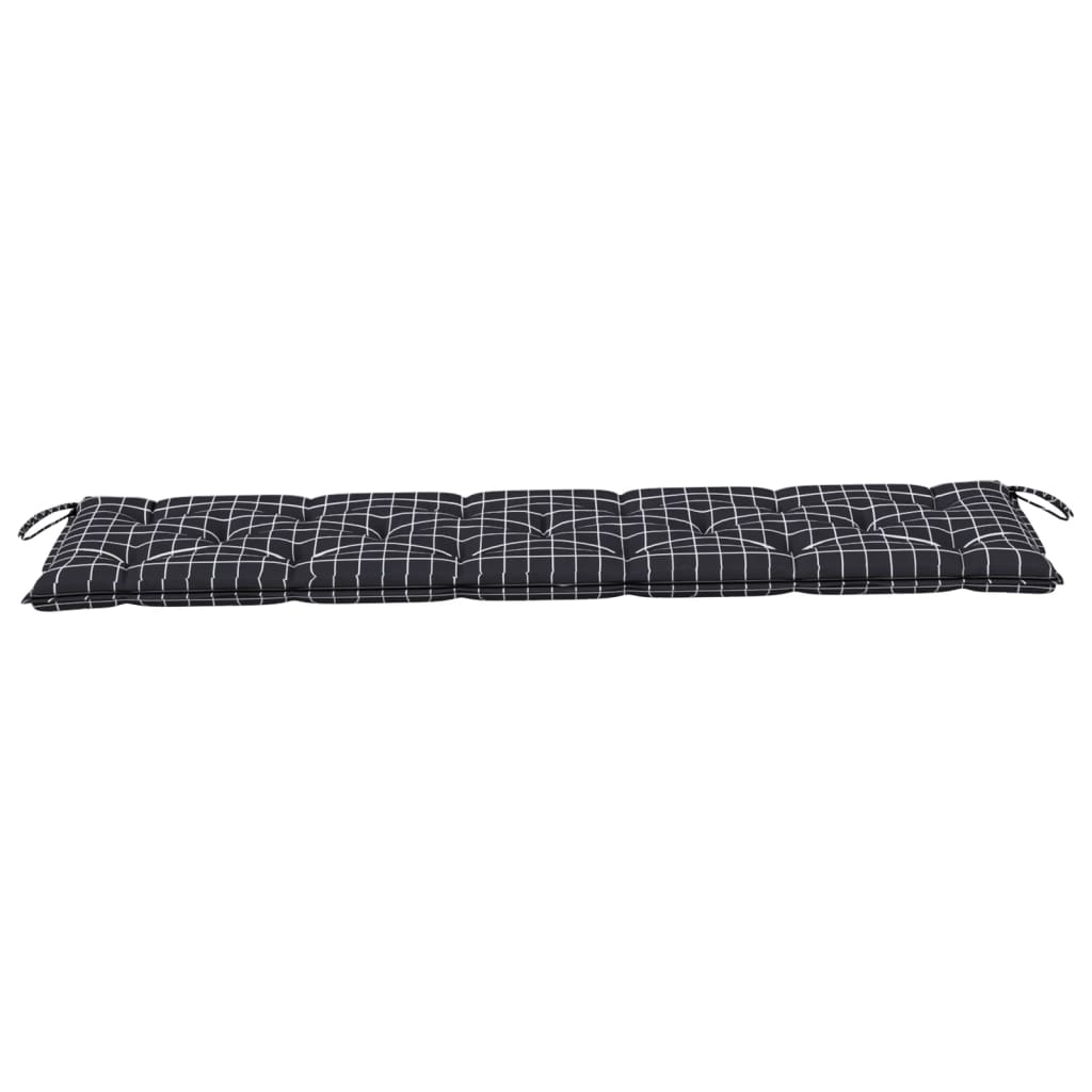 Bankauflage Schwarz Karomuster 180x50x7 cm Stoff