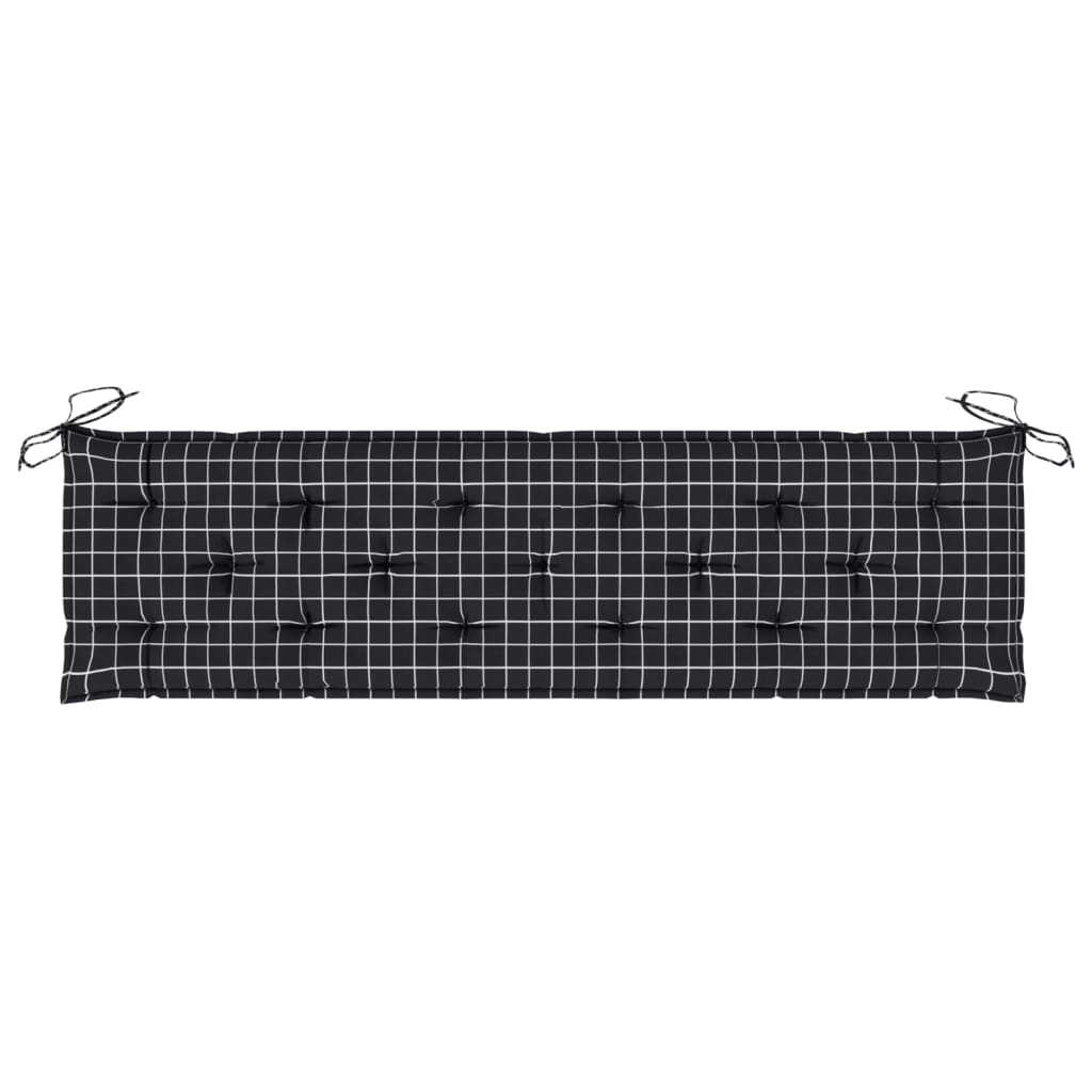 Bankauflage Schwarz Karomuster 180x50x7 cm Stoff