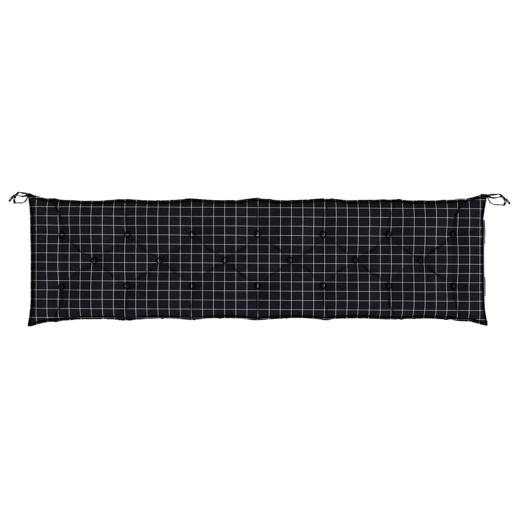 Gartenbank-Auflage Schwarz Karomuster 200x50x7 cm Stoff