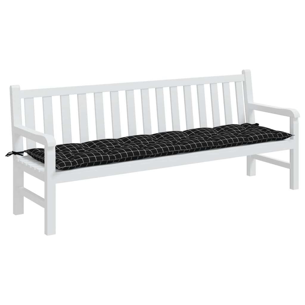 Gartenbank-Auflage Schwarz Karomuster 200x50x7 cm Stoff