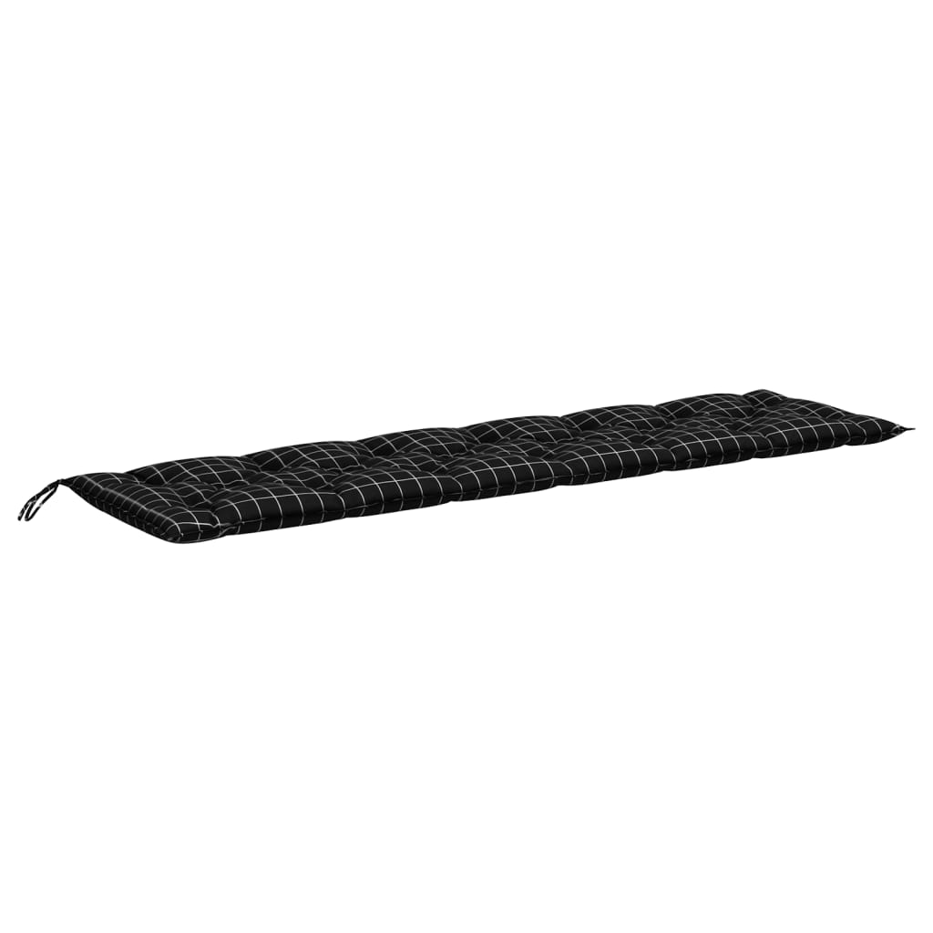 Gartenbank-Auflage Schwarz Karomuster 200x50x7 cm Stoff