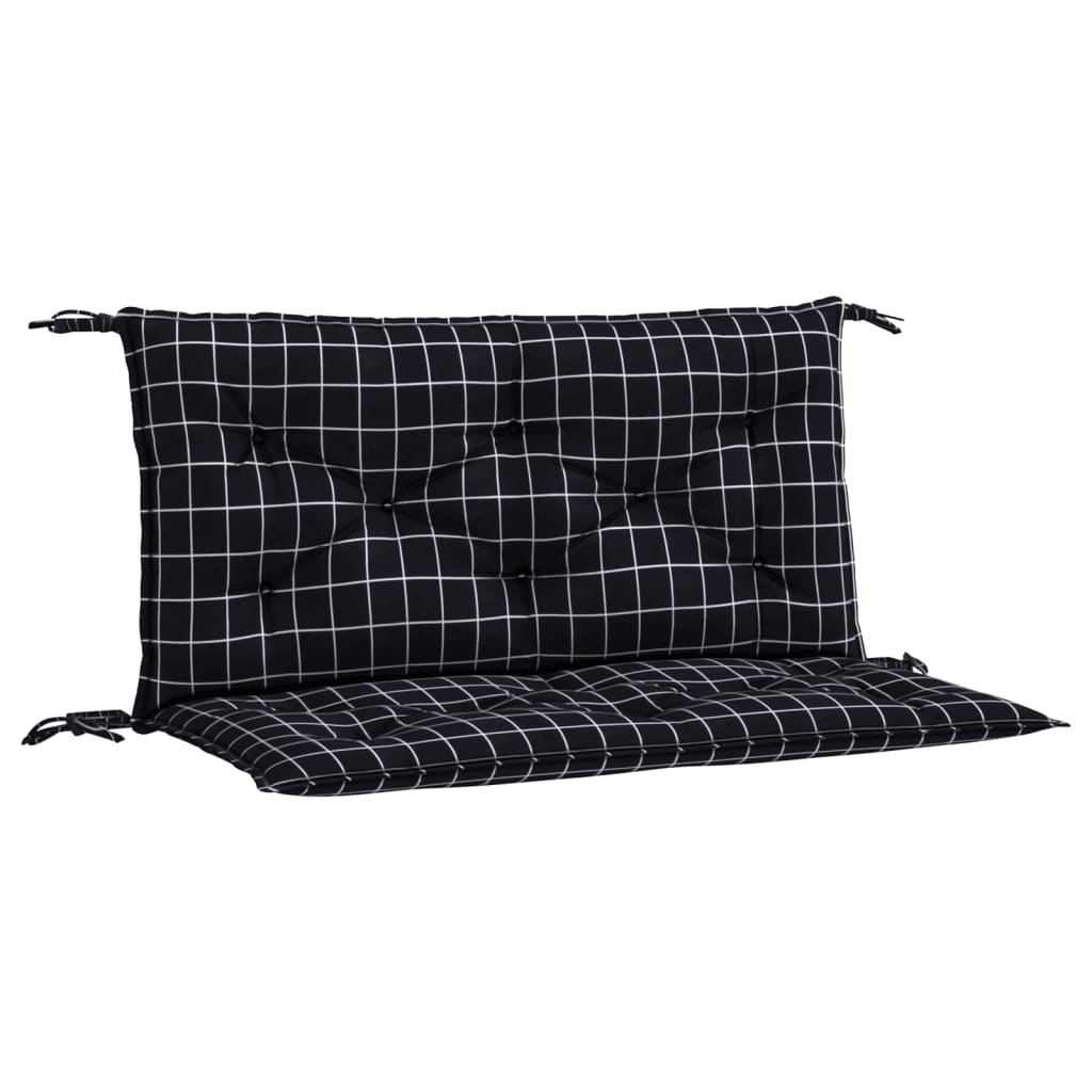 Gartenbank-Auflagen 2-tlg. Schwarz Karomuster 100x50x7 cm Stoff