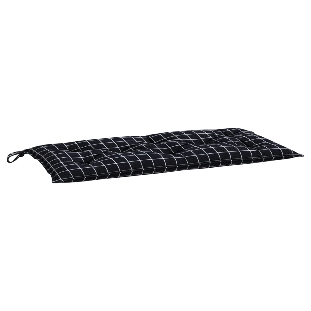 Gartenbank-Auflagen 2-tlg. Schwarz Karomuster 100x50x7 cm Stoff