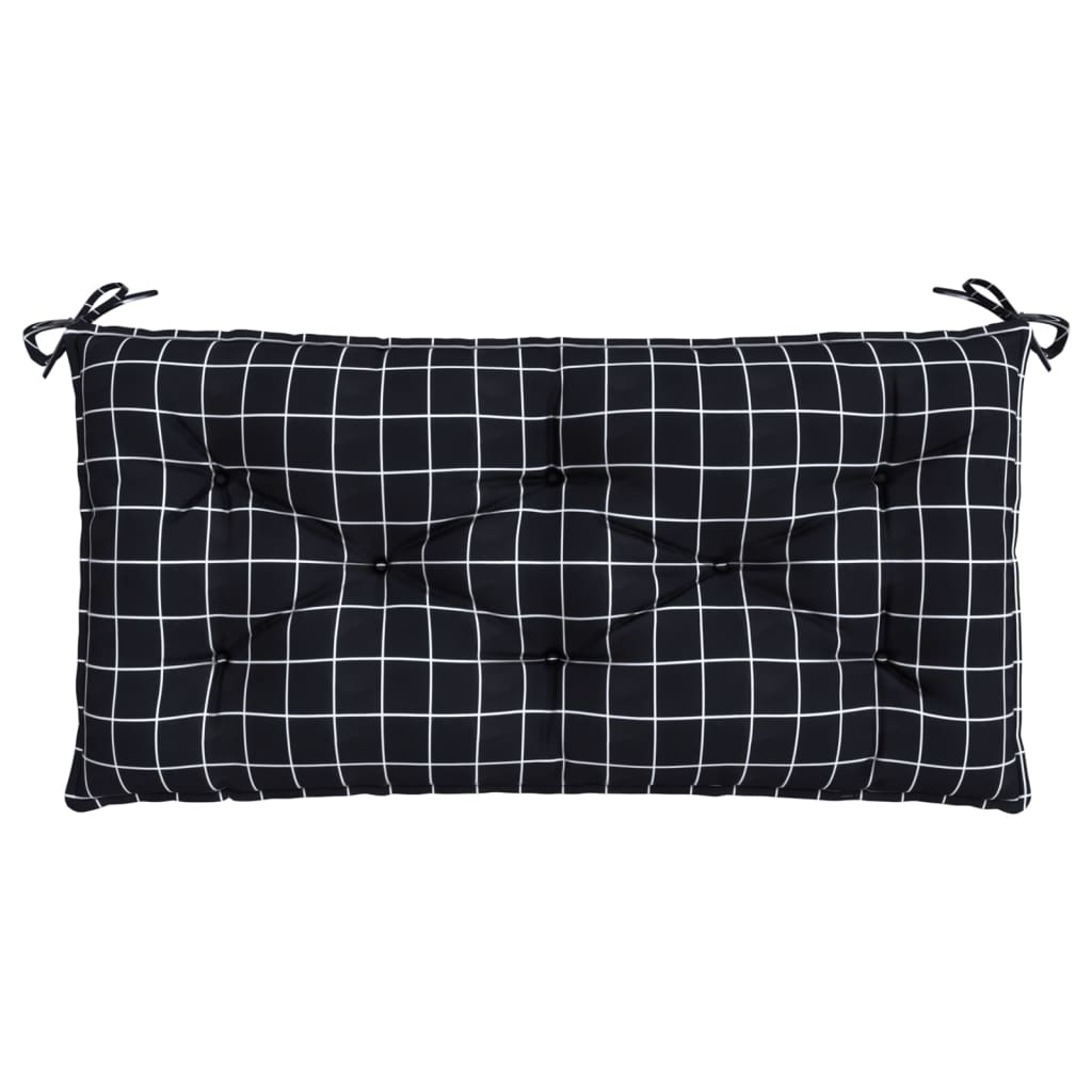 Gartenbank-Auflagen 2-tlg. Schwarz Karomuster 100x50x7 cm Stoff