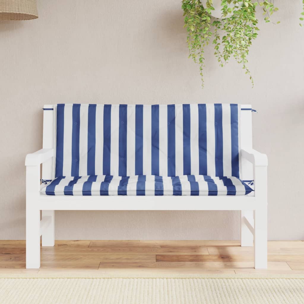 Gartenbank-Auflagen 2-tlg. Blau&Weiß Gestreift 120x50x7cm Stoff