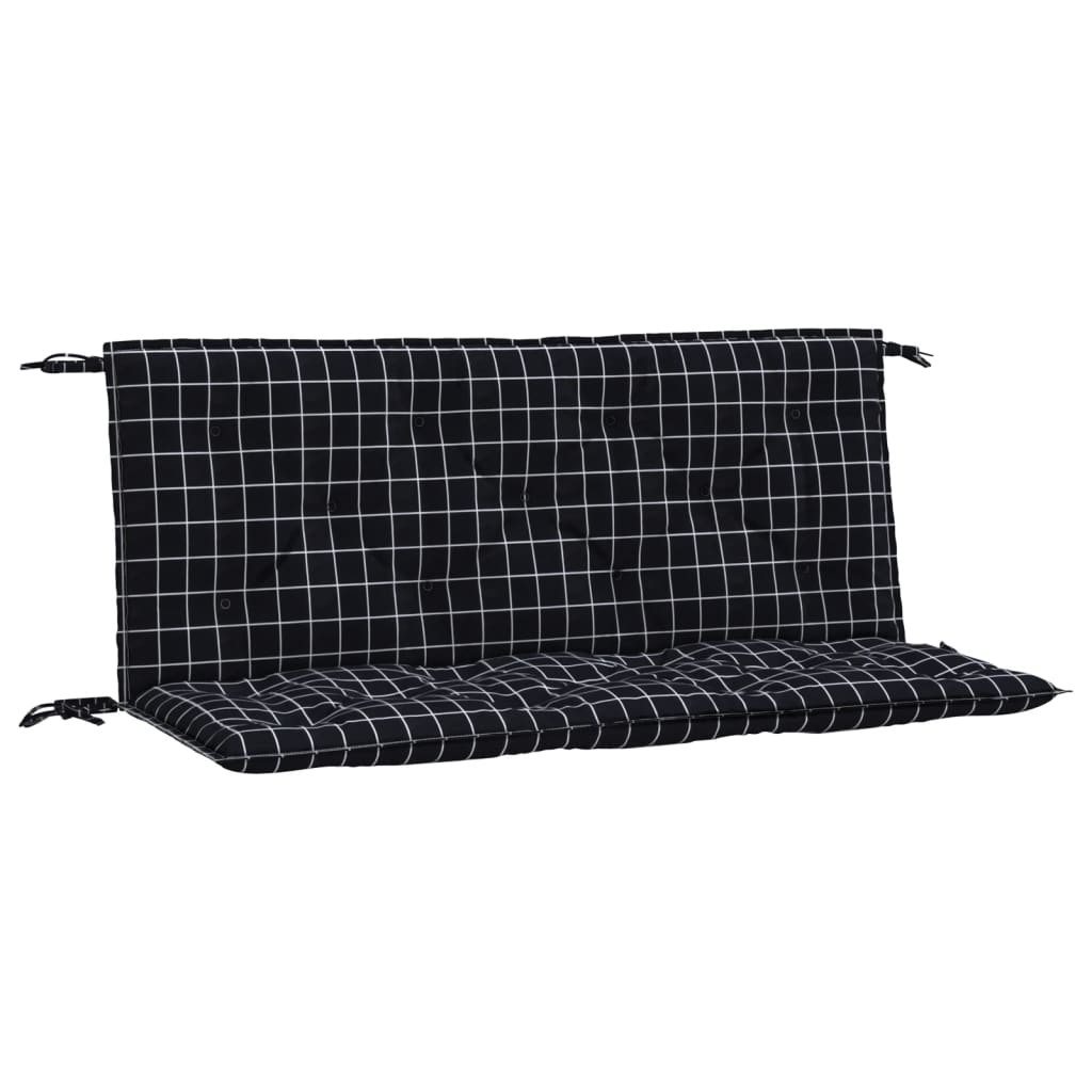 Gartenbank-Auflagen 2-tlg. Schwarz Karomuster 120x50x7 cm Stoff