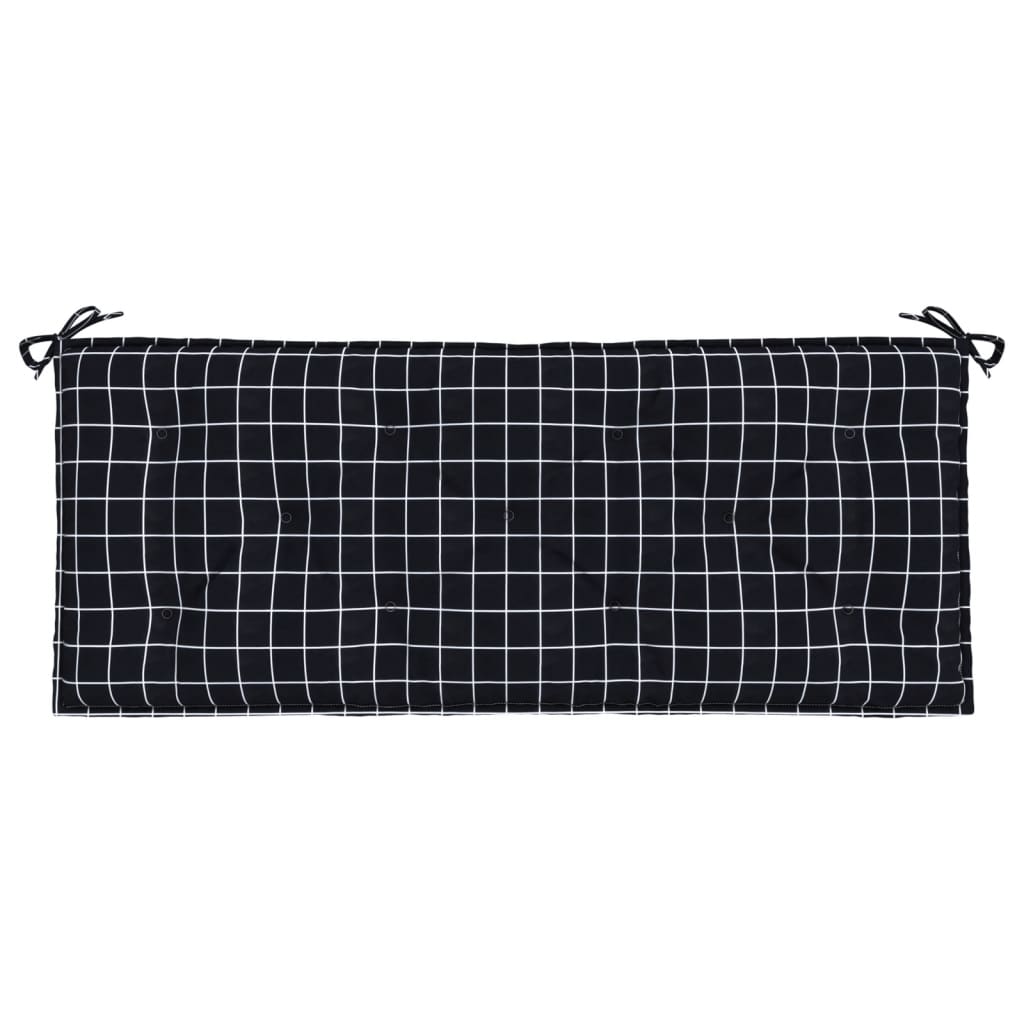 Gartenbank-Auflagen 2-tlg. Schwarz Karomuster 120x50x7 cm Stoff