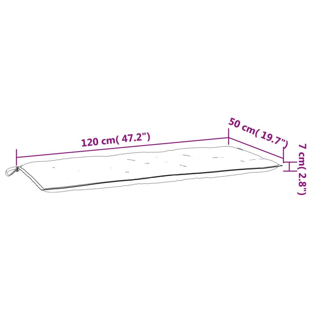 Gartenbank-Auflagen 2-tlg. Schwarz Karomuster 120x50x7 cm Stoff