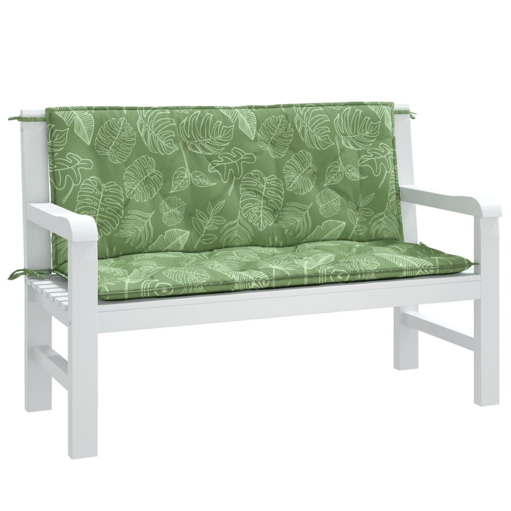 Gartenbank-Auflagen 2-tlg. Blattmuster 120x50x7 cm Stoff