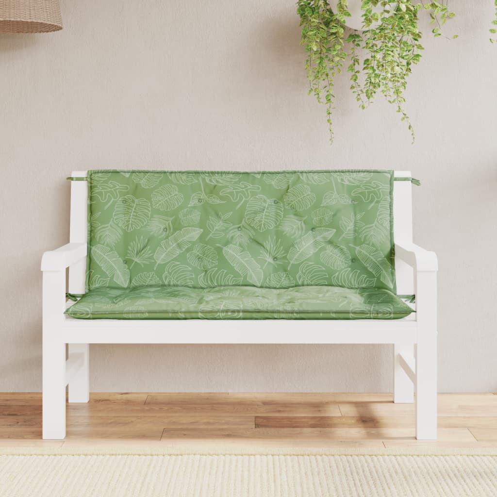 Gartenbank-Auflagen 2-tlg. Blattmuster 120x50x7 cm Stoff