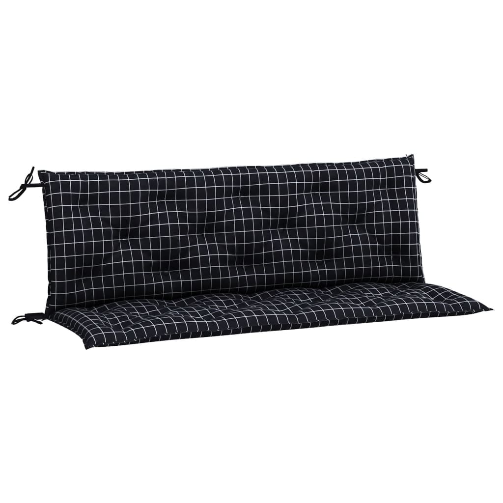 Gartenbank-Auflagen 2-tlg. Schwarz Karomuster 150x50x7 cm Stoff