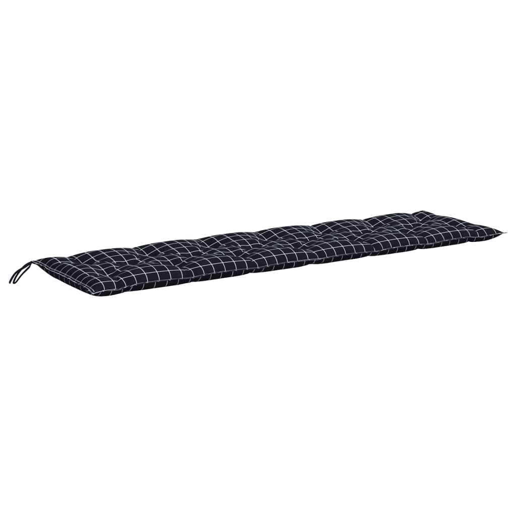 Gartenbank-Auflagen 2-tlg. Schwarz Karomuster 150x50x7 cm Stoff