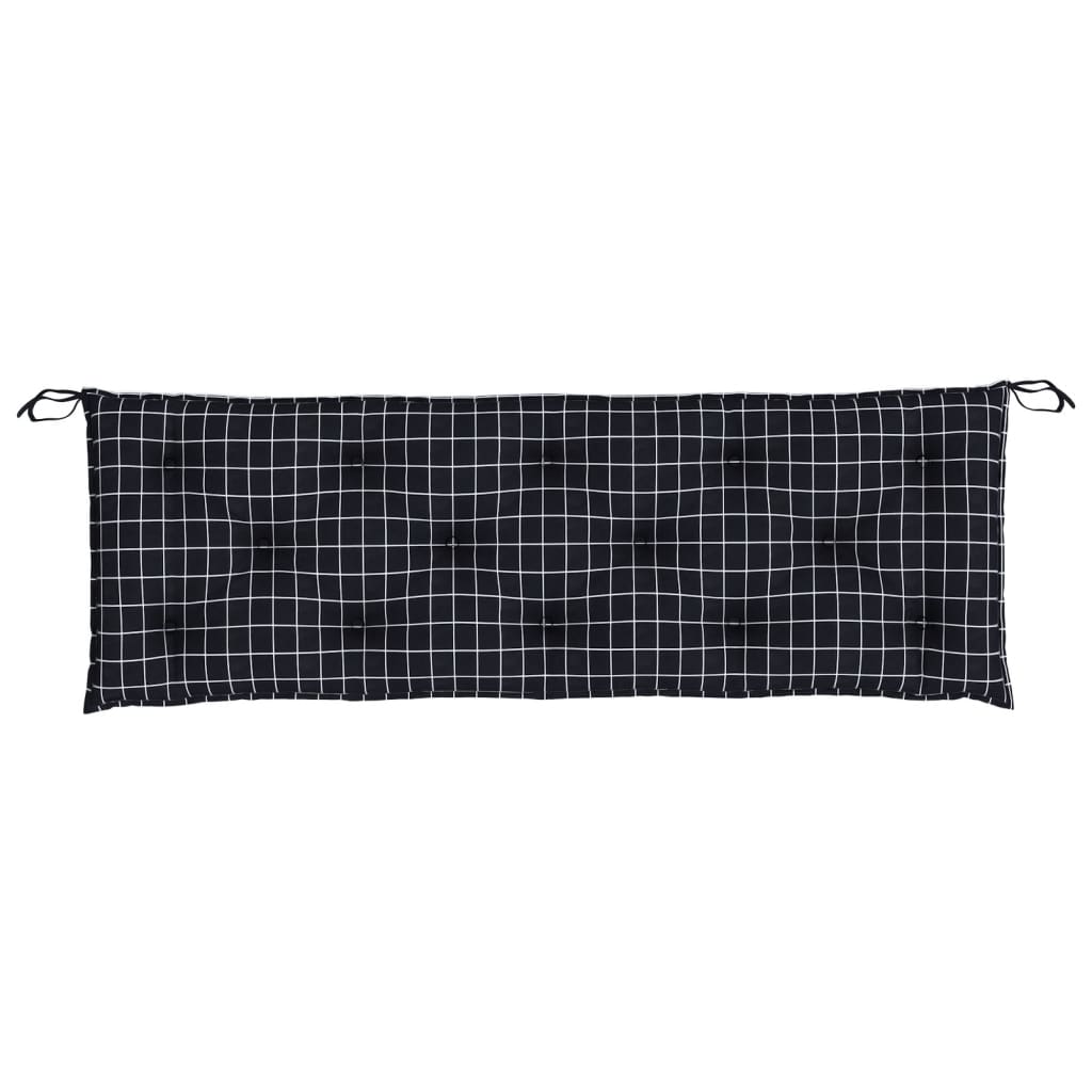 Gartenbank-Auflagen 2-tlg. Schwarz Karomuster 150x50x7 cm Stoff